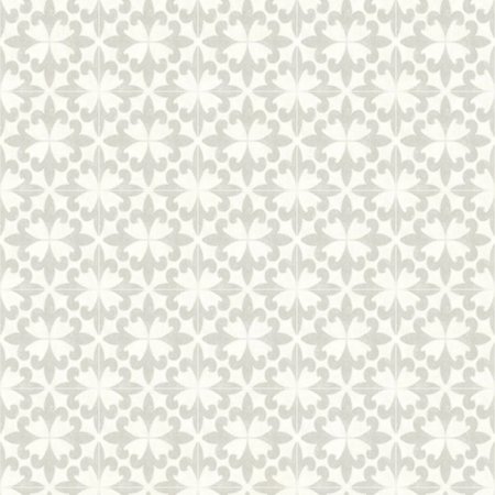 MANHATTAN COMFORT Gonesse Remy Light Grey Fleur Tile 33 ft L X 205 in W Wallpaper BR4072-70034